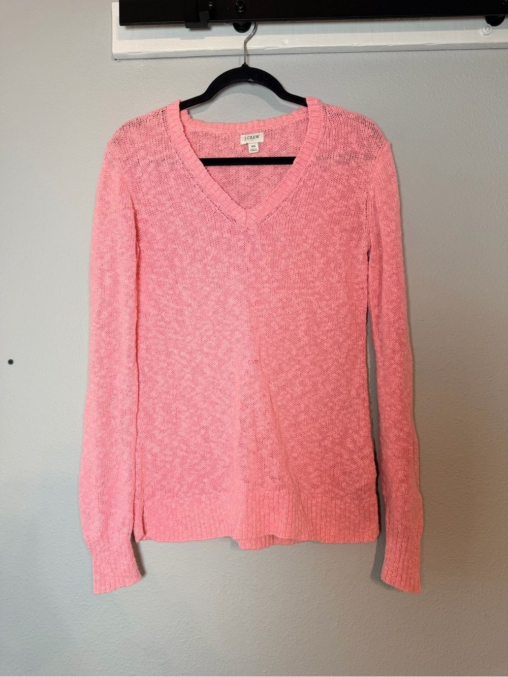 J. Crew V-neck Slub Cotton Sweater XS Light Pink Lightweight Flaw